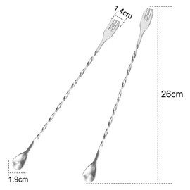 TAOTOO Bar Spoons, 3 Stainless Steel, Stirrrer, 10.2 inches (26 cm), 3 Spinning Spoons, Stylish, Cocktail, Yogurt Making, Durable, Commercial Use, Home Use