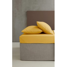 Catherine Lansfield Easy Iron Percale Combed Extra Deep King Fitted Sheet Ochre Yellow