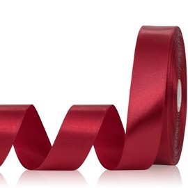 Sagaat - Cinta roja de vino de 1 pulgada 60 yardas, versátil cinta de satén rojo vino para envolver regalos, ramo de flores, graduación lei, manualidades, baby shower, lazos de bricolaje y boda