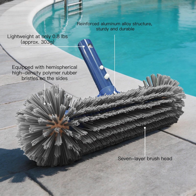 Heavy Duty Pool Brush Head, Premium Nylon Bristles Non-Abrasive Cleaning,