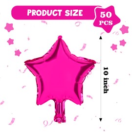 Moukiween Hot Pink Star Balloons, 50 Pieces 10 Inch Hot Pink Pentagram Foil Balloons for Wedding Anniversary Backdrop Birthday Party Decorations Wedding Decoration (Hot Pink)
