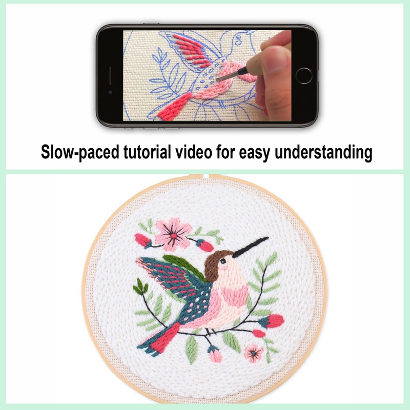 Myfelicity Punch Needle Embroidery Kit, Beginner Craft Set with Animal