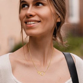 LeCalla 925 Sterling Silver Jewelry Interlocking Infinity 14K Gold-Plated Grandma-Mother-Daughter Circle of Life Necklace for Women Teen