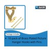 Brass Plated Picture Hanger Hooks with Pins Pack of 10