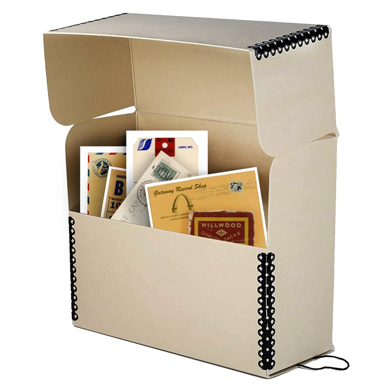 Lineco Archival Document Storage Box with Metal Edge, Acid-Free Tan