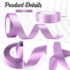 Purple Ribbon 1 Inch 25 Yds Satin Ribbon - Perfect for Wrapping, Wedding Decoration, Baby Showers & Flower Bouquets