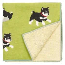 HAMAMONYO Gauze Pile Handkerchief (Kuro Shiba-Kun)