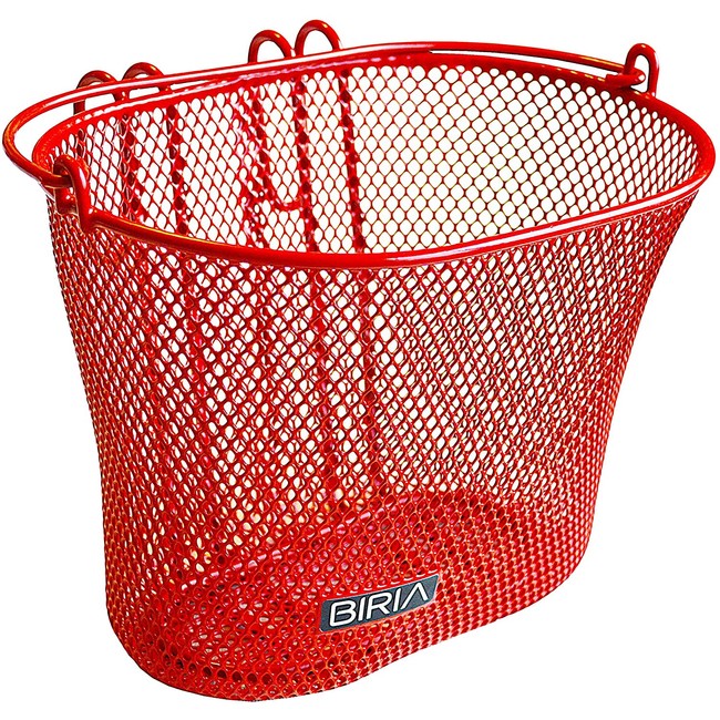 BIRIA Basket with Hooks RED, Front, Removable, Wire mesh Small Kids Bicycle Basket, RED