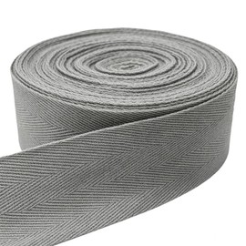 ZHFMLY 2 Inch Gray Herringbone Webbing - 12 Yards Cotton Twill Tape Ribbon for Sewing, Binding Trim, DIY Crafts, Gift Wrapping, Knit Fabric Edges