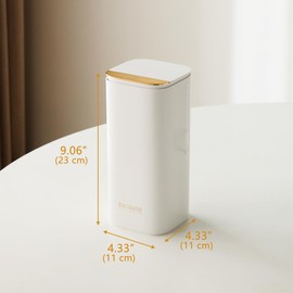 Makeup Brush Holder with Lid, Push Pop-Up Makeup Brush Organizer,4 Slots Makeup Cosmetics Organizerfor Vanity Decor, Bathroom Countertop ,Large Capcity, Dustproof,Waterproof | White and Gold