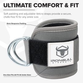 Women's Ankle Strap for Cable Machines & Resistance Bands: Gym & Home Workout Cuff Attachment for Leg Extensions, Kickbacks, Hip Abductors - Booty Exercises (Grey, Pair)