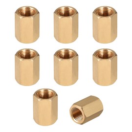uxcell Brass Hex Rod Pipe Fitting G1/8 Female Thread Straight Coupling 8pcs