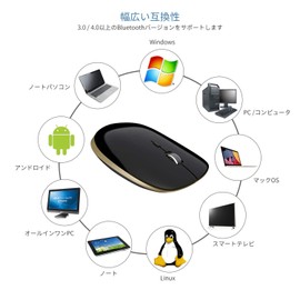 Bluetooth Mouse, Wireless Mouse, Wireless Quiet, Small, Thin, Portable, No Noise, Optical Mouse for Laptop, Computer, PC, Mac - Black, Black