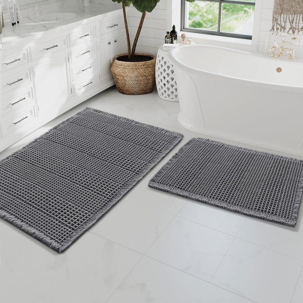H.VERSAILTEX Waffle Bath Mat Super Absorbent Bathroom Mats Non Slip
