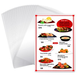 Zhanmai 96 Pcs Clear Vinyl Menu Cover 8.5'' x 14'' Reusable Menu Holder Restaurant Menu Covers Double Sided 2 View Menu Sleeves, Two Viewing Surfaces