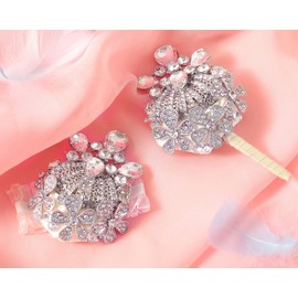 Corsage Wrist and Boutonniere Set 2 Luxury Artificial Rhinestones Handmade for Wedding Party Ceremony Anniversary Prom Perfect for Groom's Boutonniere and Bride's Wrist Flowers (Silvery)