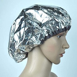 Elysee #2002 SILVER Aluminum Foil Cap Elastic Hair Coloring Cap Disposable Heat Shower Cap for Deep Conditioning Salon Spa (Pack of 12)