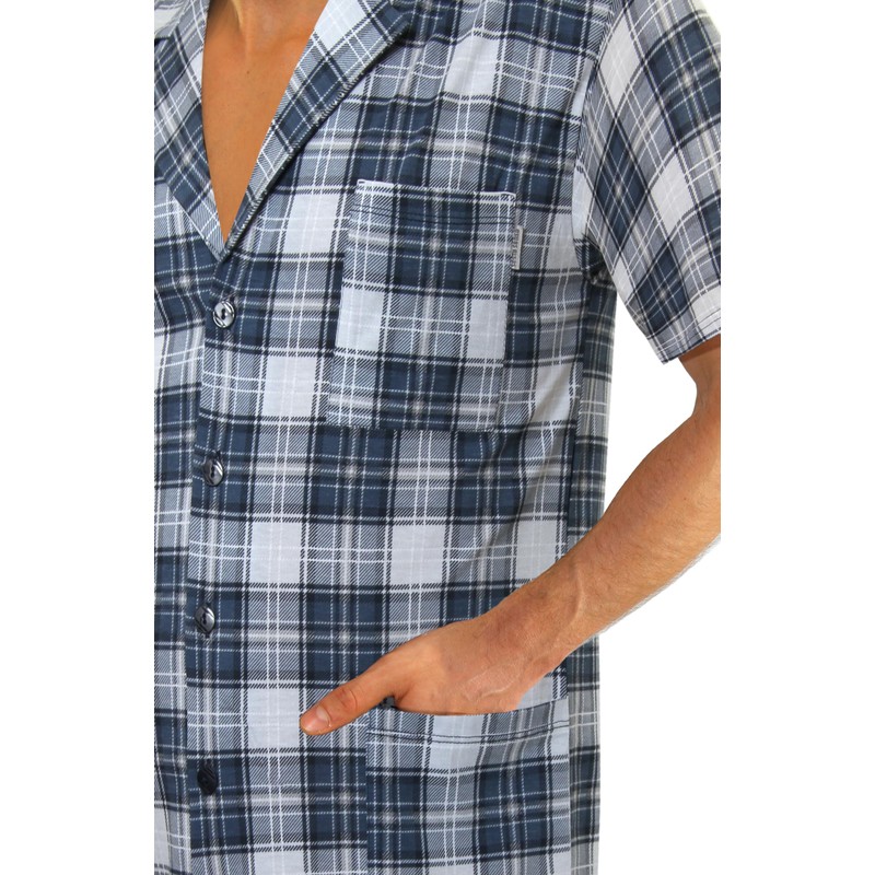 sesto senso Elegant Checked Short Sleeve Pyjamas Men's Button Down