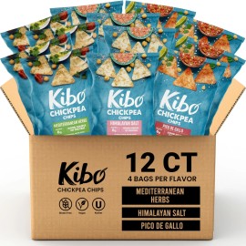 Kibo Chickpea Chips 3 Flavor Variety Pack - High Protein-fiber, Plant-