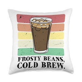 Frosty Beans Cold Brew Coffee Quote Iced Coffee Latte Throw Pillow