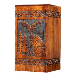 Wooden Urn for Human Ashes Adult Male/Women - Rosewood Funeral Cremation Urn for Ashes - Eagle Wooden Urns Hand-Crafted (XS(5x4.25) 60 Cu/in)