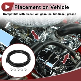 HEROFFIX 1 Set 1/2" Fuel Line Kit 8ft Vacuum Hose Automotive Fuel Hose with 5 Clamps Black NBR Rubber