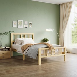 Goltriever 14 Inch High Bamboo Twin Bed Frame with Headboard and Footboard, Wood Bed Frame Twin Metal Slat Support Heavy Duty, No Box Spring Needed, Easy Assembly, Noise Free, Reinforced