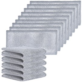 Guiqulai 15Pcs Wire Mesh Cleaning Cloths Dishwashing Rags Non-Scratch Kitchen Cloths Multipurpose Cleaning Rags Wet and Dry Double Sided Reusable Towel for Kitchen Dishes Pots Stove Easy to Rinse