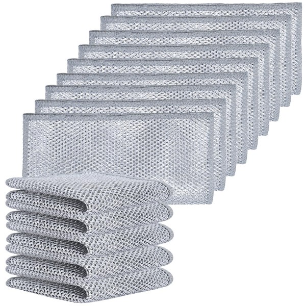 Guiqulai 15Pcs Wire Mesh Cleaning Cloths Dishwashing Rags Non-Scratch Kitchen