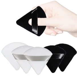 6 Pcs Triangle Powder Puff-Pure Cotton Powder Puff for Daily Makeup Such as Foundation, Cream, Blush(2.8In;Black,White)