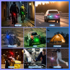 PIFOOG High Brightness LED Strobe Lights with Remote Wireless RGB Car Anti Collision Light Magnetic Rechargeable Emergency Strobes Lighting for Bike Motorcycle ATV UTV Boat Night Warning Light