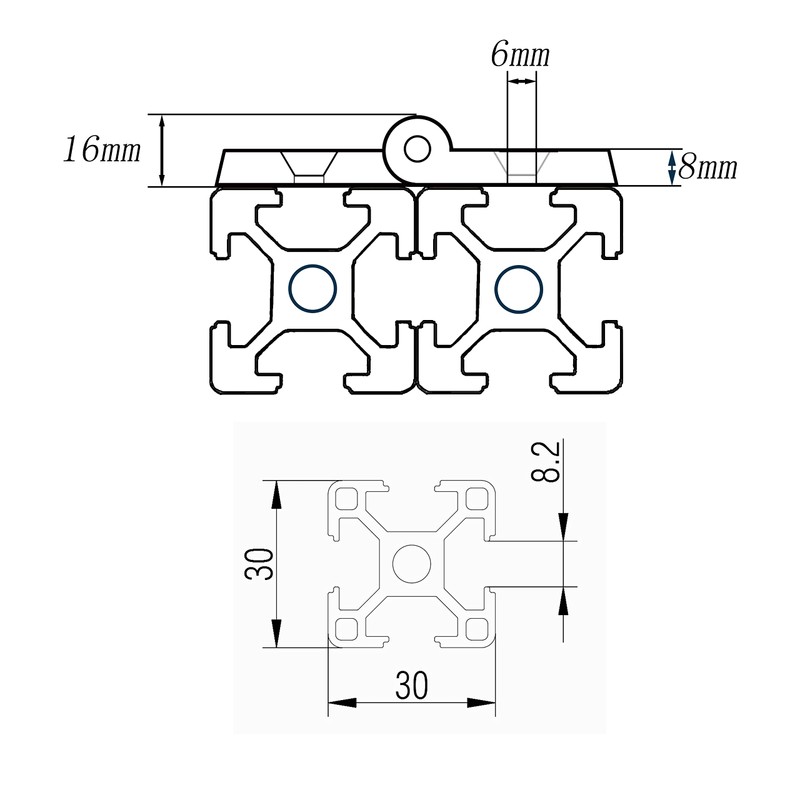 Fullerkreg Pack of 2 Hinge 30 Black Profile 30 x