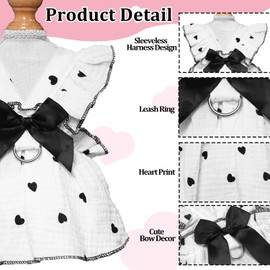 2 Pieces Dog Dress Dog Clothes for Small Dogs Girl,Puppy Sleeveless Dresses Pet Pullover Vest Skirt,Cute Peach Print Clothes Pet Shirt Breathable Outfits for Dogs Cats Apparel (Heart, X-Small)