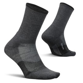 Feetures Trail Max Cushion Mini Crew Sock - Hiking Socks for Men & Women - Gray, L (1 Pair)