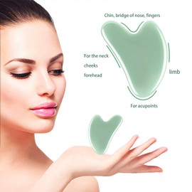 2 Pieces Gua Sha Tool,Gua Sha Board,Gua Sha Facial Tool,Gua Sha,Gua Sha Massage Tool,Face Massage Tool Gua Sha,Gua Sha Scraper,Resin,Suitable for Massage and Beauty of The Face,Eyes,and Neck(Green)