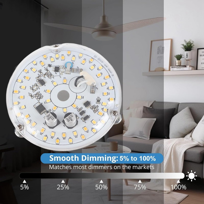Fayelume 3.93 Inch LED Ceiling Fan Light, AC 18W 2000LM