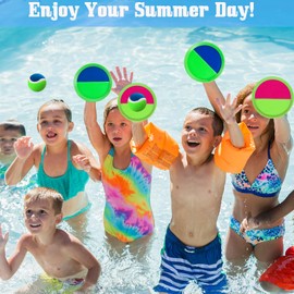 Bufeeaye Beach Toys - Toss and Catch Ball Set, Outside Games, Pool Toys for Kids and Adults with 6 Paddles and 3 Balls for 3 4 5 6 7 8 Year Old Boys and Girls Birthday Easter Gift