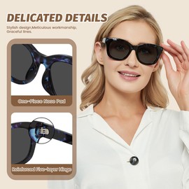 JiSoo Reader Sunglasses Women Men for Sun, Oversized Reading Sunglasses for Women 1.25,Not Bifocal, Demi Blue