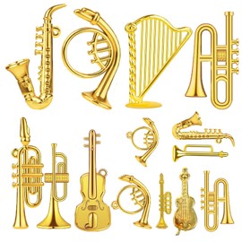 14Pcs Christmas Musical Instrument Ornaments Dollhouse Musical Instruments Violin Trumpet Saxophone Guitar Mini Figurine Ornament Xmas Tree Hanging Decorations Music Party Supplies