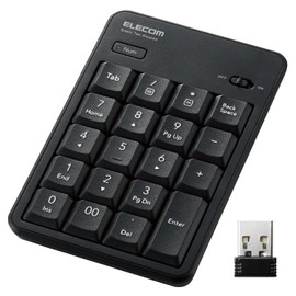 Elecom TK-TDM022SKBK USB Numeric Key, Wireless, Quiet, Antibacterial, Compatible with Windows/Chrome OS/macOS, Black