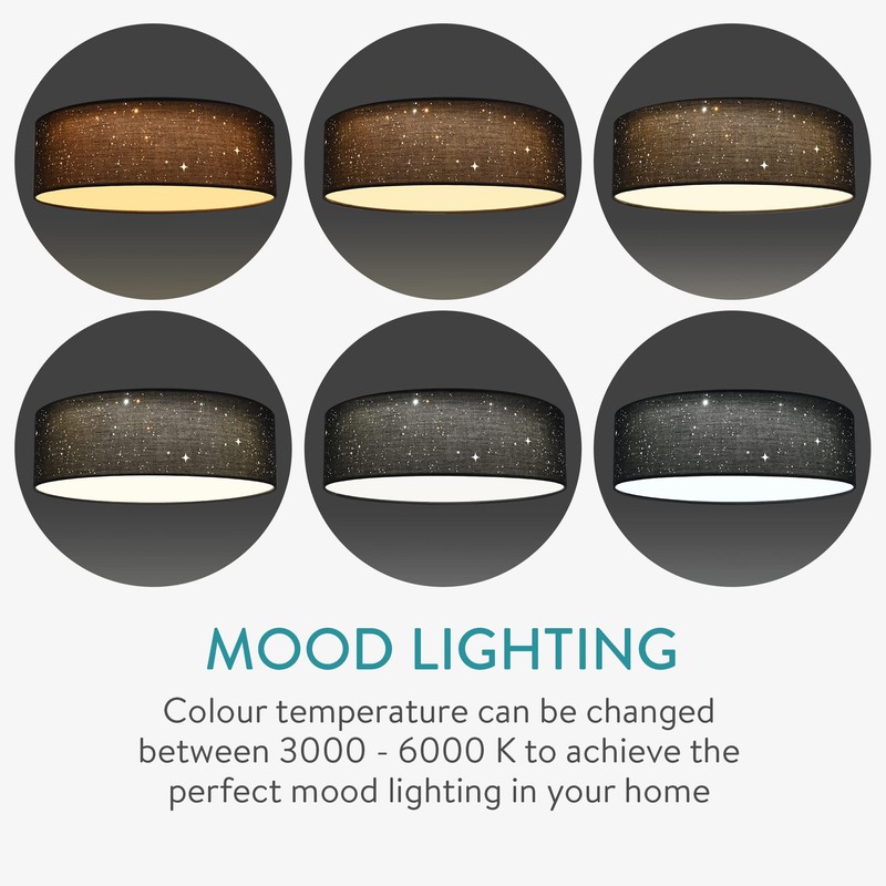 Navaris Flush Mount Ceiling Light - 12.6" Diameter Drum Lamp