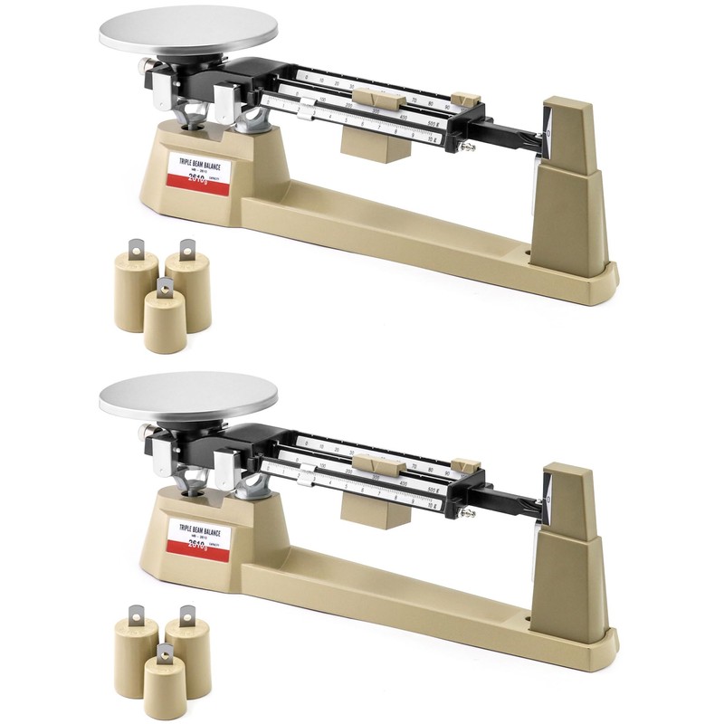 QWORK Triple Beam Mechanical Balance, 2 Pack 2610g/0.1g Lab Analytical