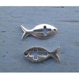 Religious 925 Sterling silver 20" necklace pendant FISH BIBLE PRAY GOD JESUS MIRACLE HOPE