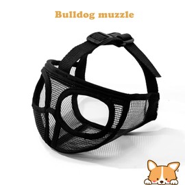 ILEPARK Muzzle for Dogs, Short Snout Dog Muzzle, Bulldog Muzzle Anti-Biting, Chewing, Barking, Dog Mask (M, Black)