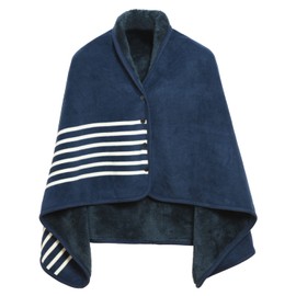 Kumori Throw, Shoulder Blanket, Large Blanket, 4-Way Wearable Blanket, Button, Warm, Cold Protection, Anti-Static, Washable, All Year Round Use (Navy, 31.5 x 51.2 inches (80 x 130 cm)