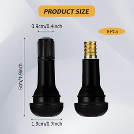 RGOAANC TR414 8 PCS Tire Valve Stem, Brass Stem, 90 Degree Angled Snap-in Black Rubber Base, Black Standard Length Replacement Tire Valve Stems for Car Tubeless Rim Holes Replacement (TR414)
