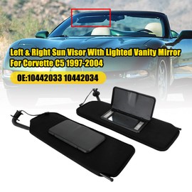 Frezon Sun Visor Vanity Mirror C5 Black SUNVISORS Pair Shaded Fit for Corvette C5 1997-2004 (8 Cyl, 5.7L) # 10442033 10442034