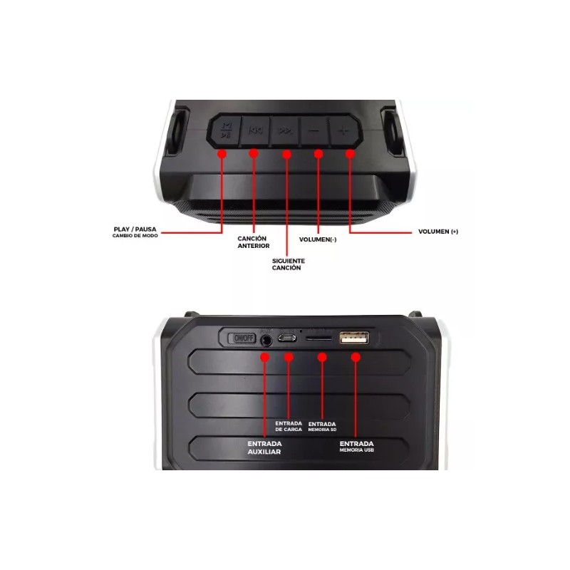 Maíz Bocina Bluetooth Radio Fm Recargable Inalambrica Portatil Color Negro