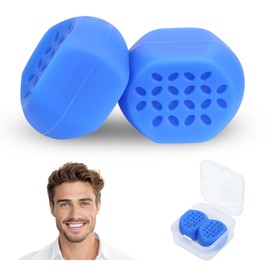 Keroius Jawline Exerciser for Men & Women - Silicone Jaw Trainer (2Pcs) - Face Shaper & Strengthener to Slim, Tone& Define The Face (2, Blue)