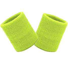 Wristbands Sweatbands Wrist Men Women 2 PCS Sports Sweat Bands for Running Exercise Gym Sports Tennis Basketball Moisture Wicking (Size: 3.15 x 3.15 inches)(2PCS- Neon Green)